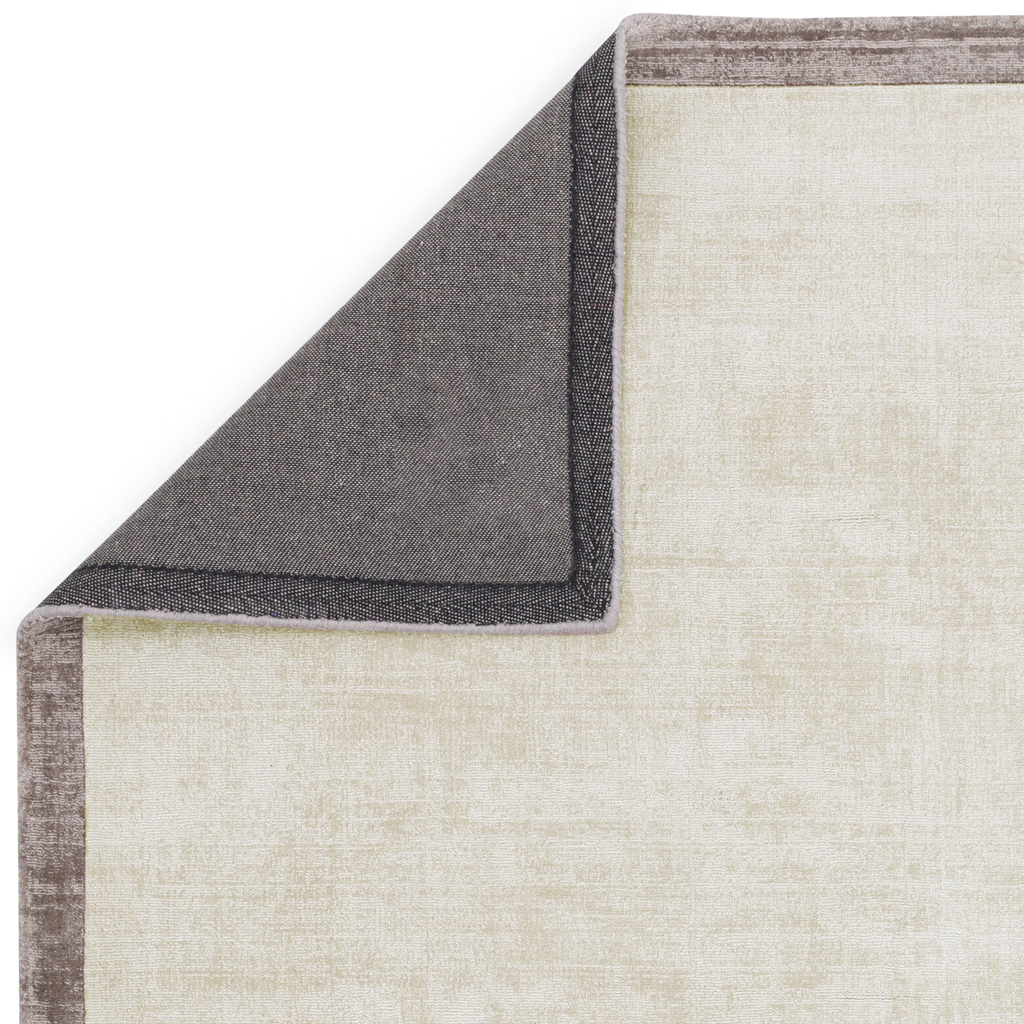 Hand Woven Viscose Rug with Border in Putty and Silver